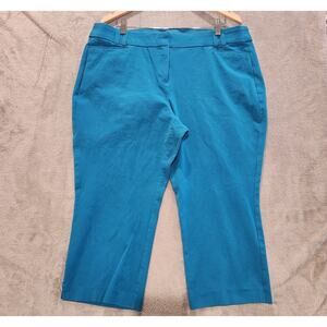 Lane Bryant Womens Teal Blue The Allie Wide Leg Cropped Pants Size 18 Beach Chic